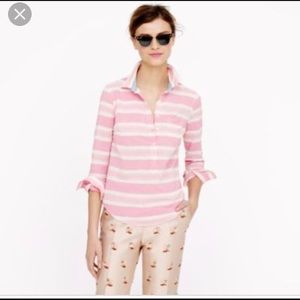 J. Crew multi-stripe popover pink